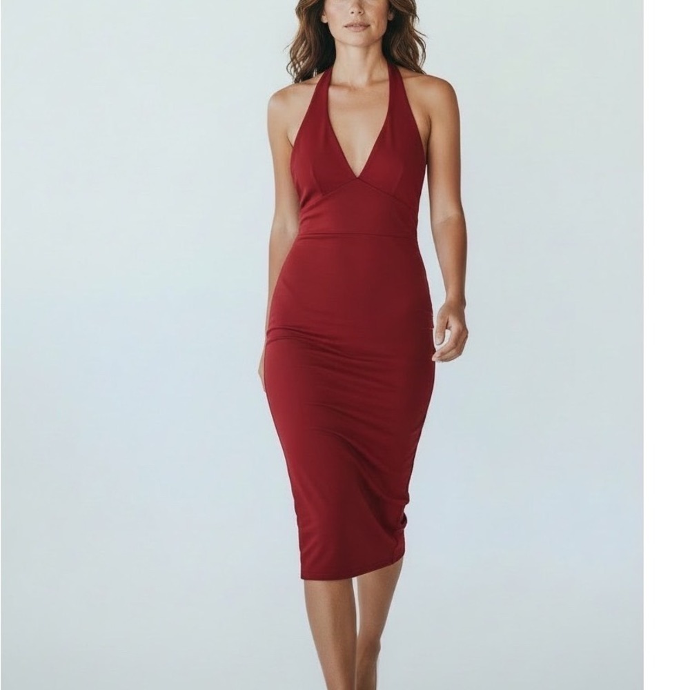 Nookie Halter Neck Bodycon Dress Womens Size S Red